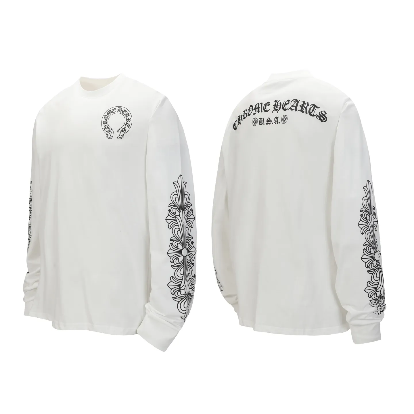 P150 -Chrome Hearts/Chrome Hearts 23ss scroll simple Sanskrit letters popular long-sleeved T-shirt -High weight, high density and high quality. The wool is soft, delicate and skin-friendly. It feels soft and silky. It has excellent warmth and skin-friendly properties.